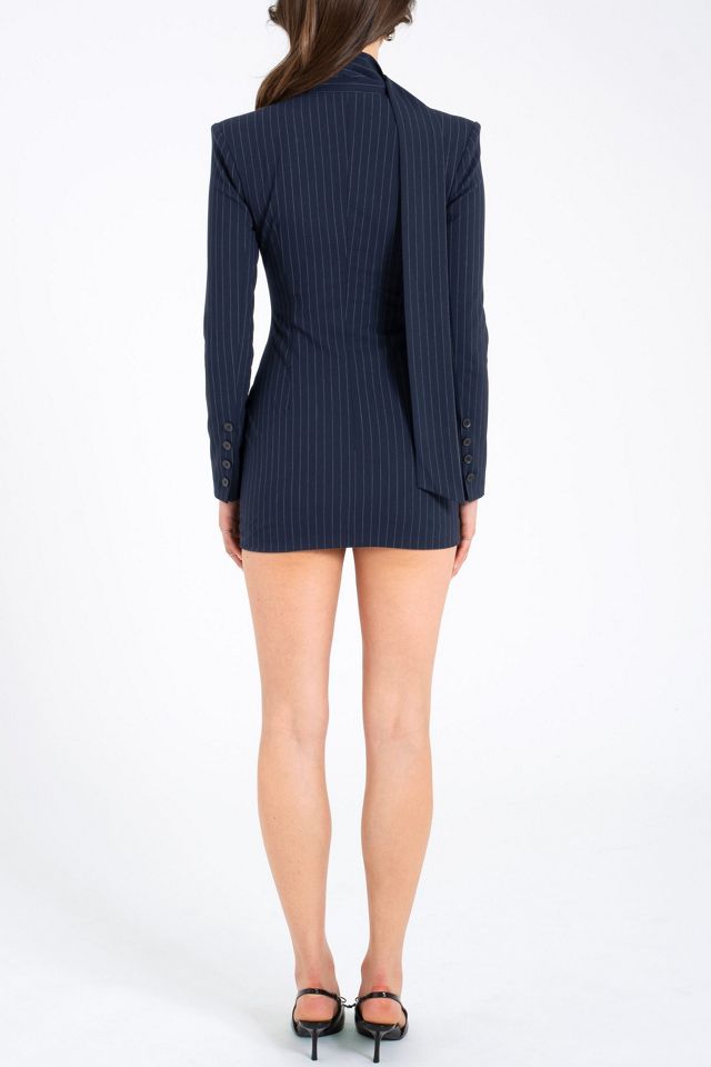 Miss Circle Tahlia Pinstripe Scarf Blazer Dress #1