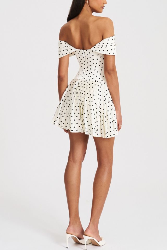 Miss Circle Edeline Polka Dot Off-The-Shoulder Pleated Mini Dress #4