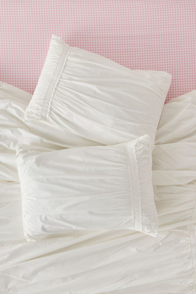 Willow Eyelet Ruched Cotton Percale Sham Set #1