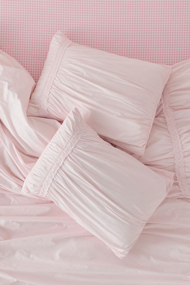 Willow Eyelet Ruched Cotton Percale Sham Set #1
