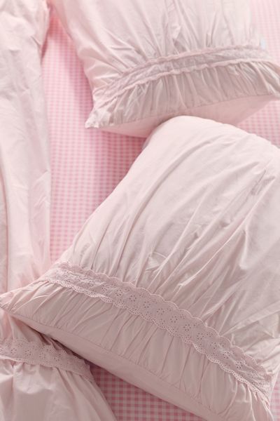 Ensemble de taies d'oreiller froncées en percale de coton à œillets Willow