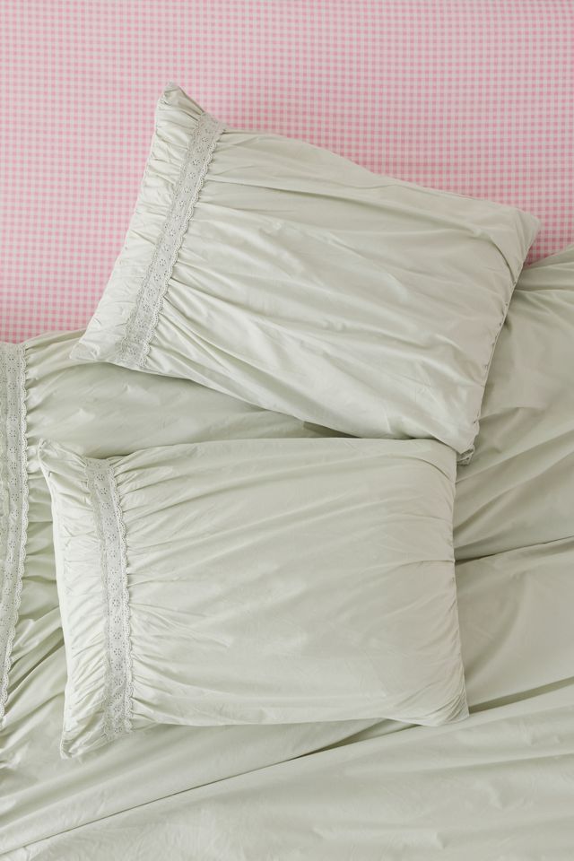 Ensemble de taies d'oreiller froncées en percale de coton à œillets Willow #1