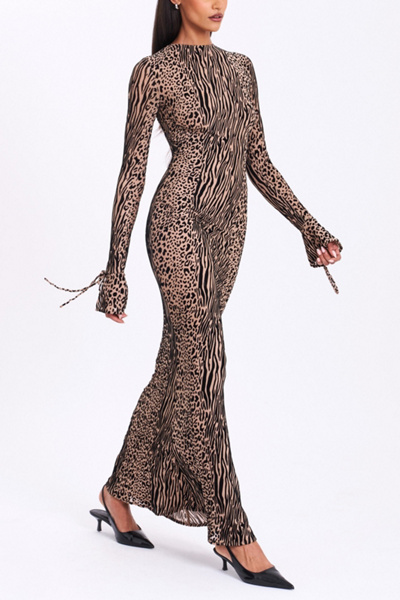 Miss Circle Waylynn Animal Print Burnout Velvet Maxi Dress