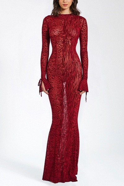 Miss Circle Waylynn Animal Print Burnout Velvet Maxi Dress