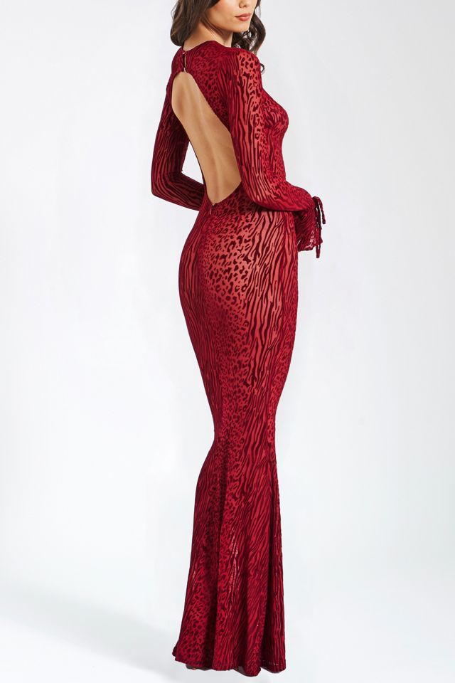 Miss Circle Waylynn Animal Print Burnout Velvet Maxi Dress #3