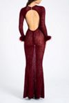 Miss Circle Patricia Fur Trim Burnout Velvet Maxi Dress | Urban Outfitters