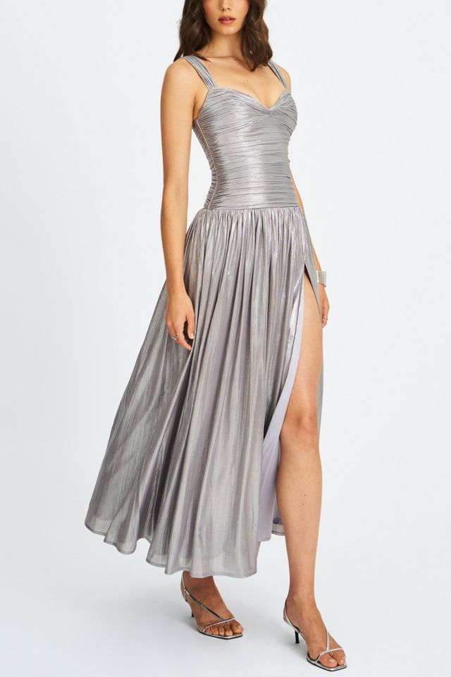 Miss Circle Palmer Glitter Drop Waist High Slit Maxi Dress #2