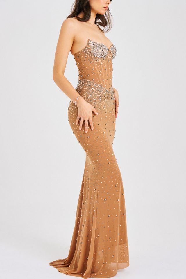 Miss Circle Fatima Crystal Corset Mesh Mermaid Maxi Dress #2