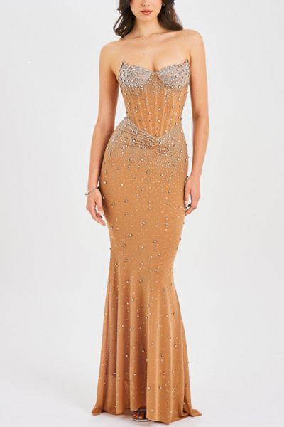 green emerald velvet dress Guilty Pleasure Strapless Glitter Mini Dress Gold main image 1