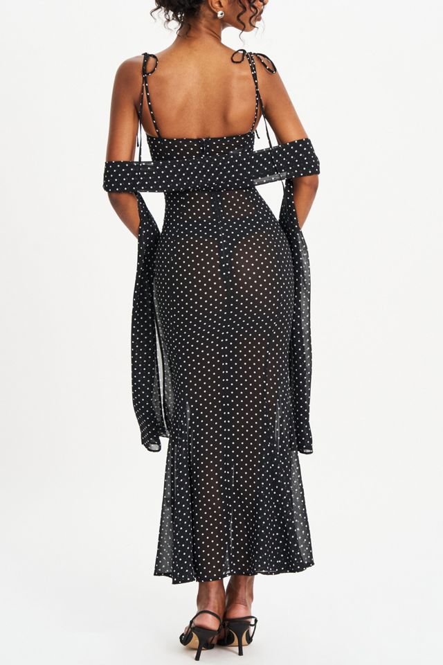 Miss Circle Yadira Mesh Chiffon Polka Dot Dress | Urban Outfitters