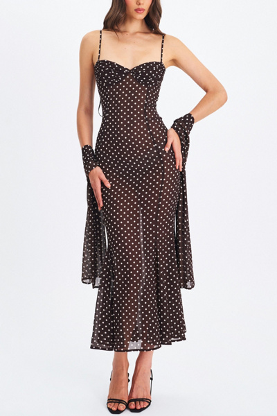 Miss Circle Yadira Mesh Chiffon Polka Dot Dress