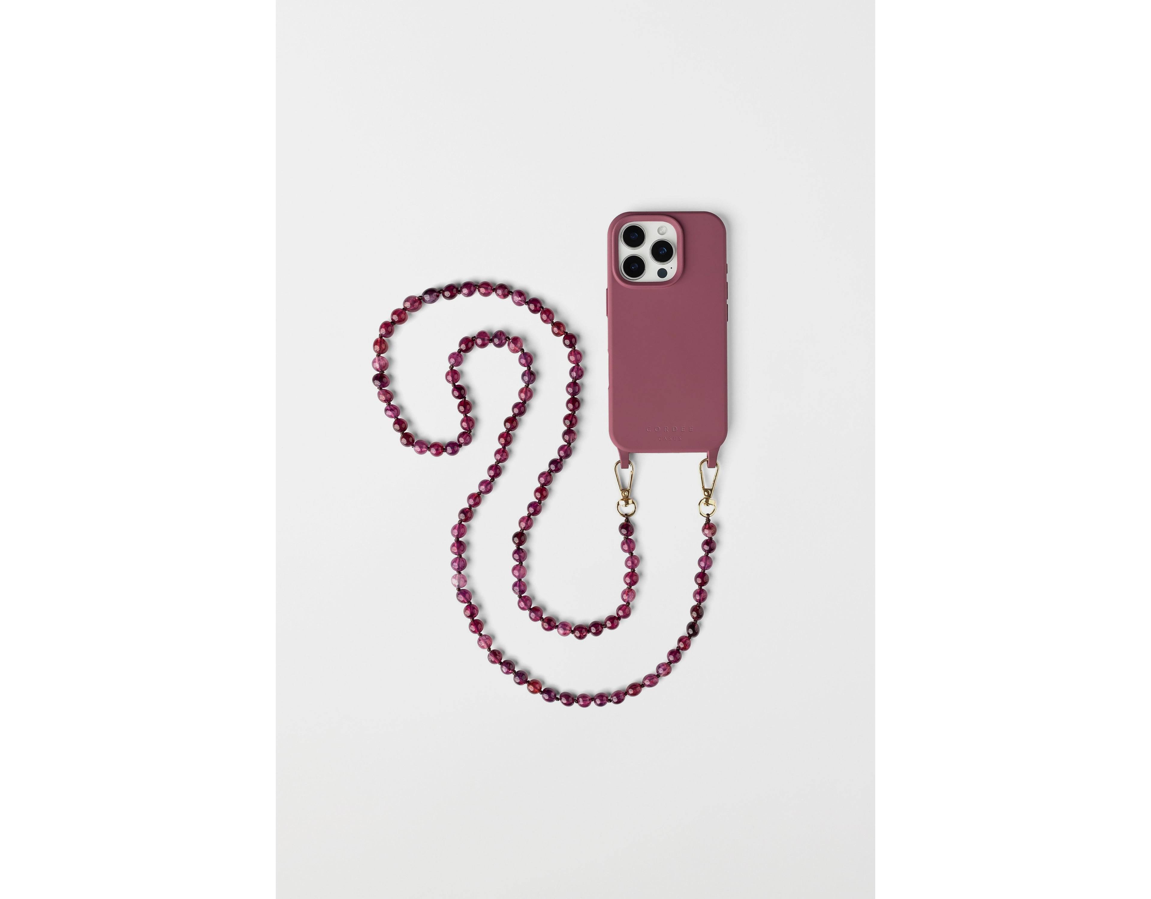Cordée Cases Scarlett iPhone Case + Beaded Crossbody Chain Set