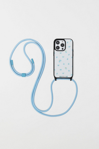 Cordée Cases Cairo Iphone Case + Crossbody Strap Set In Floral Powder Blue At Urban Outfitters