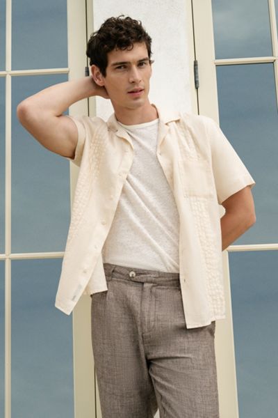 Onia Linen Pintuck Camp Shirt