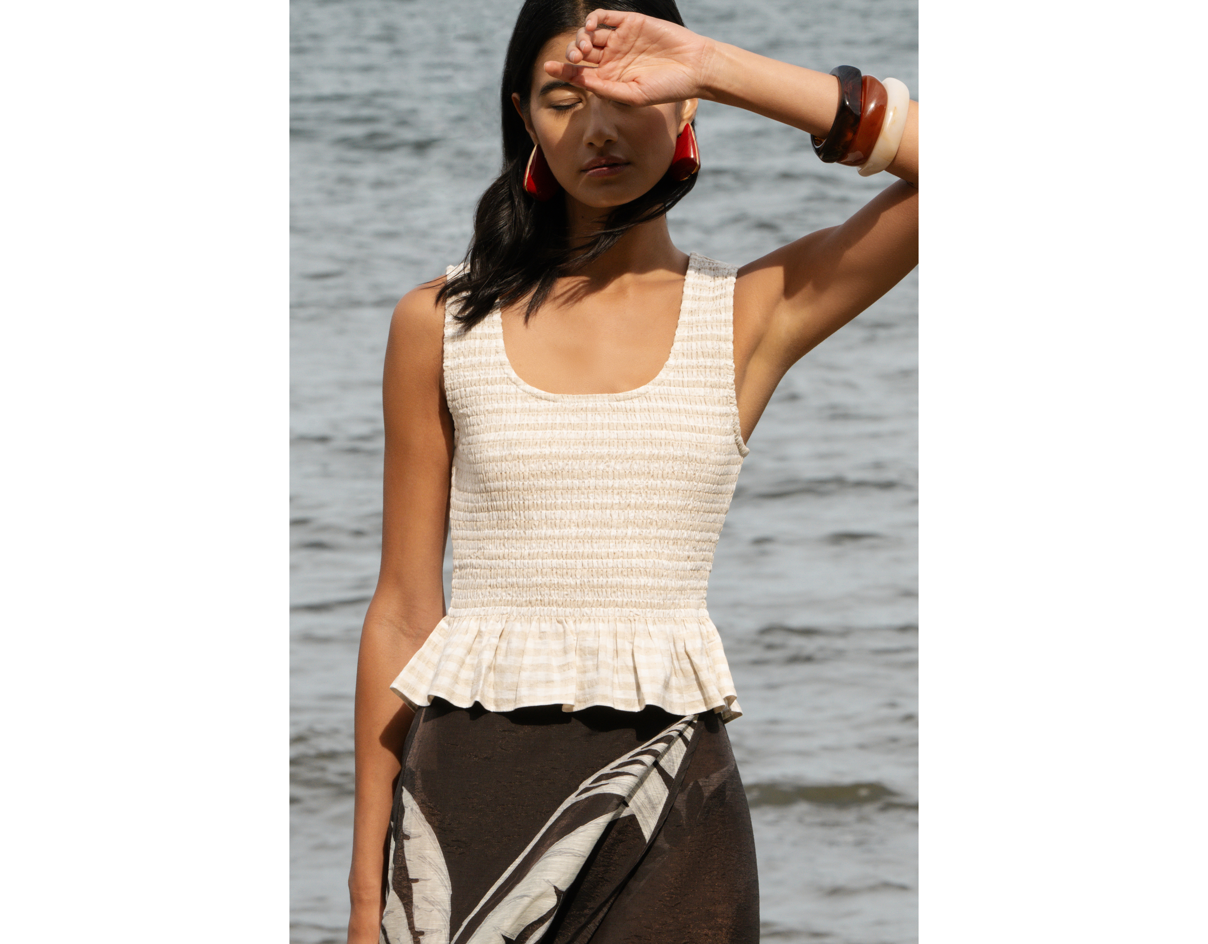 Onia Air Linen Smocked Tank