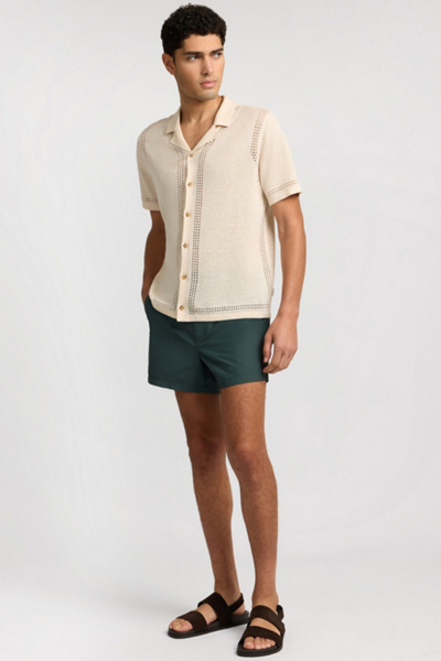Onia Linen Knit Eyelet Camp Shirt