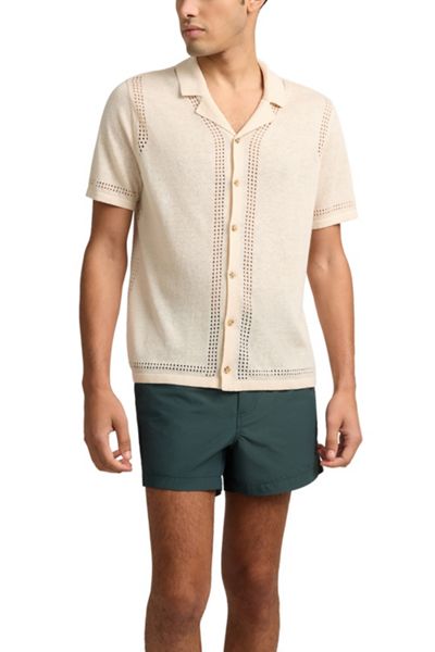 Onia Linen Knit Eyelet Camp Shirt