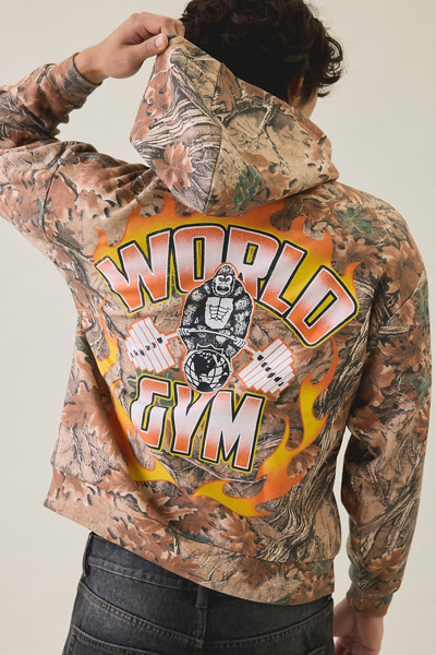 World Gym Graphic Camo Zip-Up Hoodie Sweatshirt
