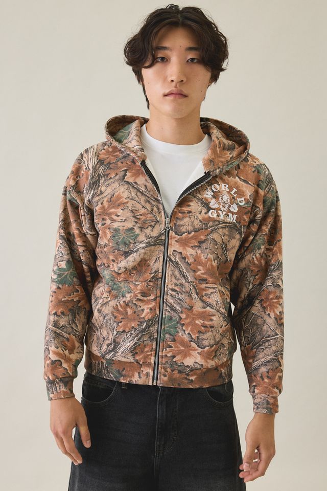 World Gym Graphic Camo Zip-Up Hoodie Sweatshirt #1