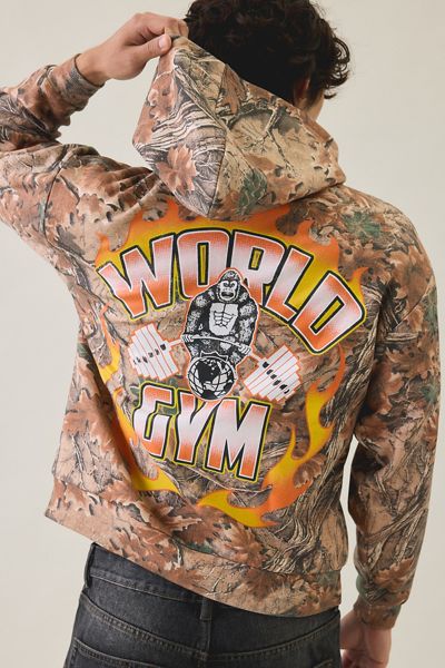 World Gym Graphic Camo Zip-Up Hoodie Sweatshirt