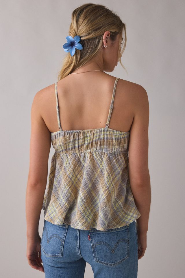 BDG Molly Plaid Ruched Babydoll Cami #3