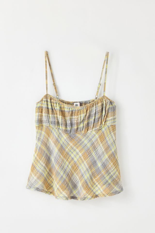 BDG Molly Plaid Ruched Babydoll Cami #4