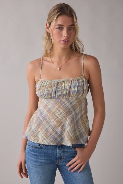 Camisole Babydoll froncée à carreaux Molly BDG