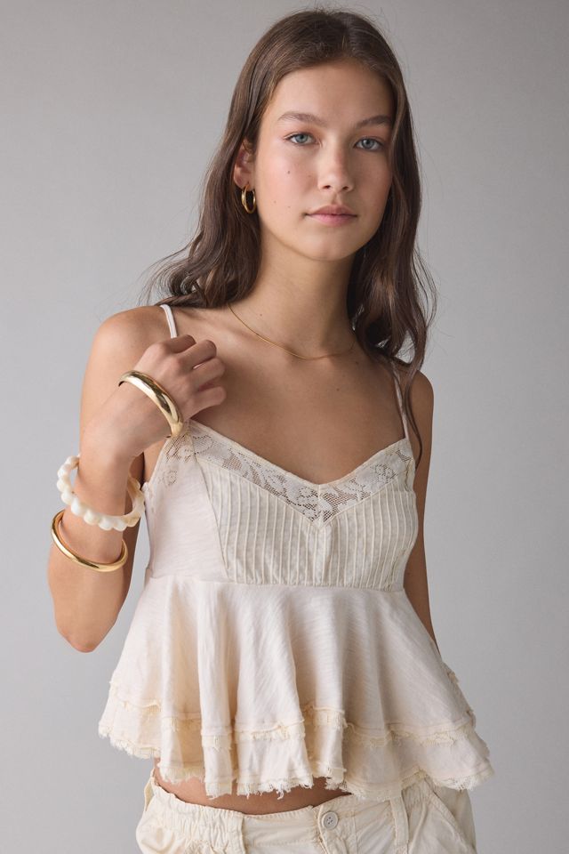 UO Luckiest One Lace Trim Babydoll Cami #2