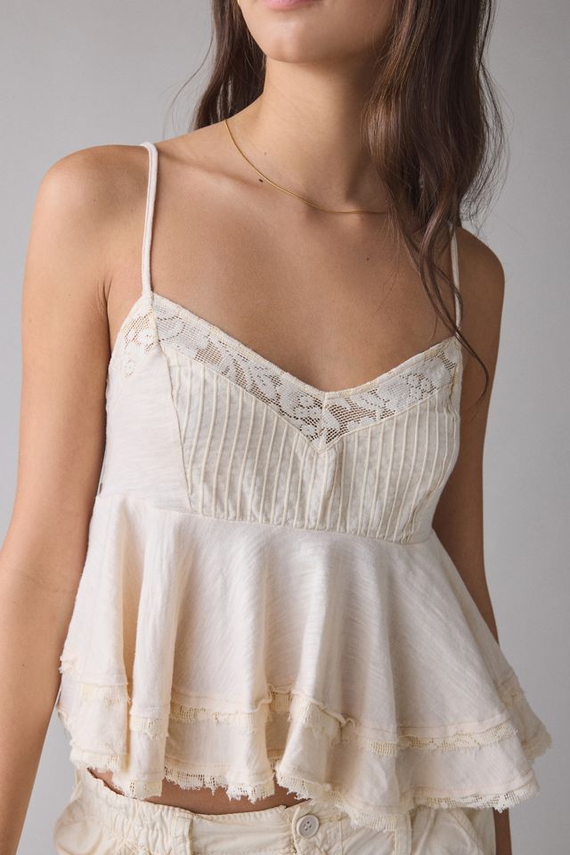 UO Luckiest One Lace Trim Babydoll Cami #5