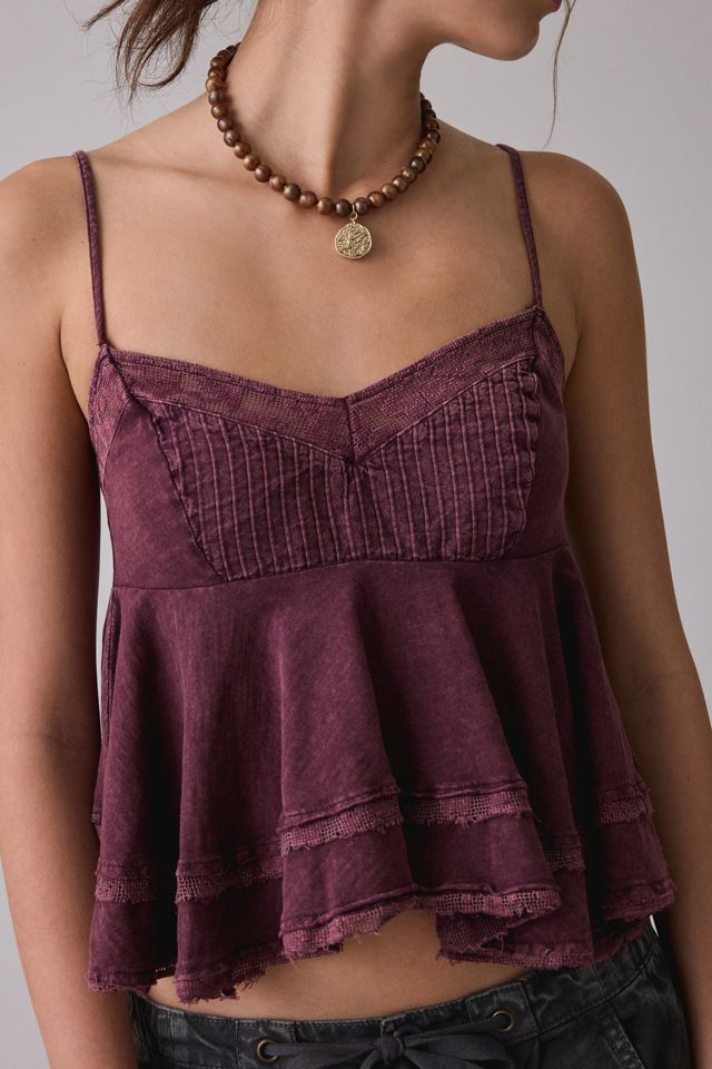 UO Luckiest One Lace Trim Babydoll Cami #1