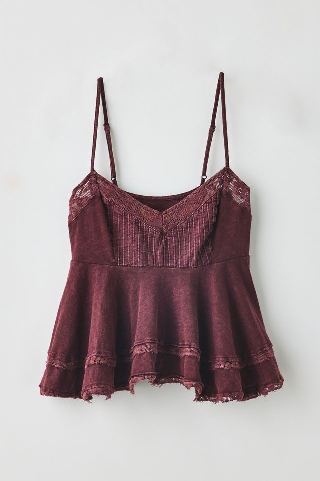 UO Luckiest One Lace Trim Babydoll Cami #4