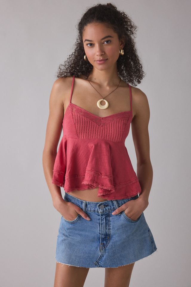 UO Luckiest One Lace Trim Babydoll Cami #1