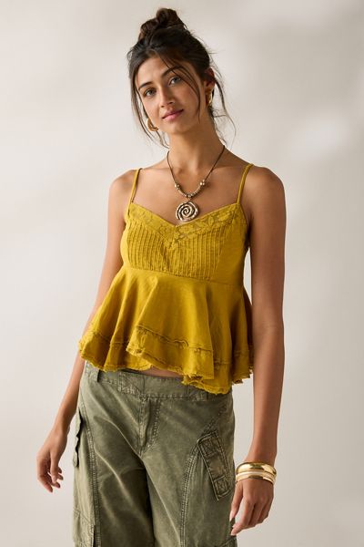 UO Luckiest One Lace Trim Babydoll Cami