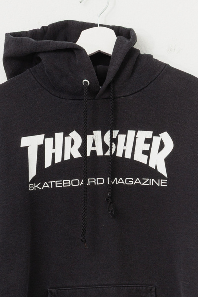 Vintage Y2K Distressed Black Thrasher Magazine Hoodie Sweatshirt