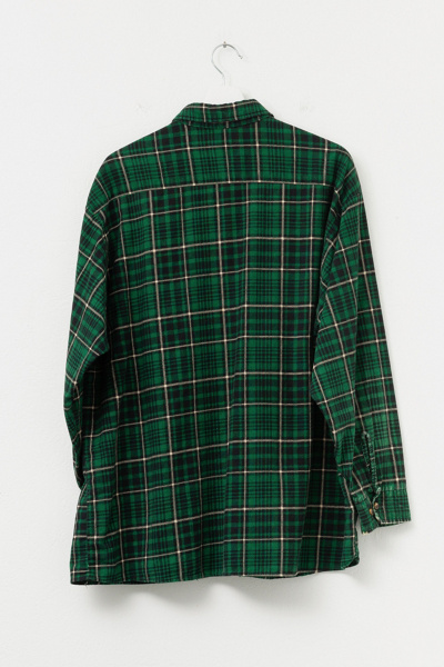 Vintage 1980s Green Black Plaid Cotton Flannel Button Up Shirt Made in USA