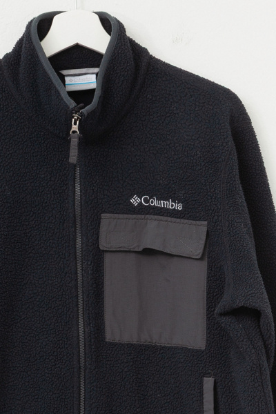 Vintage 1990s Columbia Black Zipper Fleece Velcro Pocket