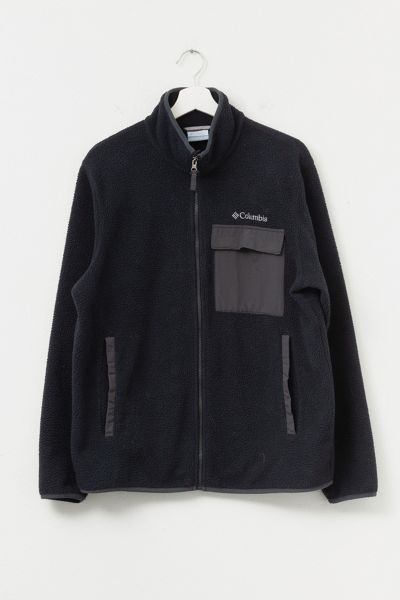 Vintage 1990s Columbia Black Zipper Fleece Velcro Pocket