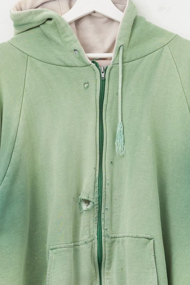ジャケット・アウター 1990s Vintage,patchwork,pullover Hoodie Vintage 1990s Distressed Green Thermal Lined Zipper Hoodie