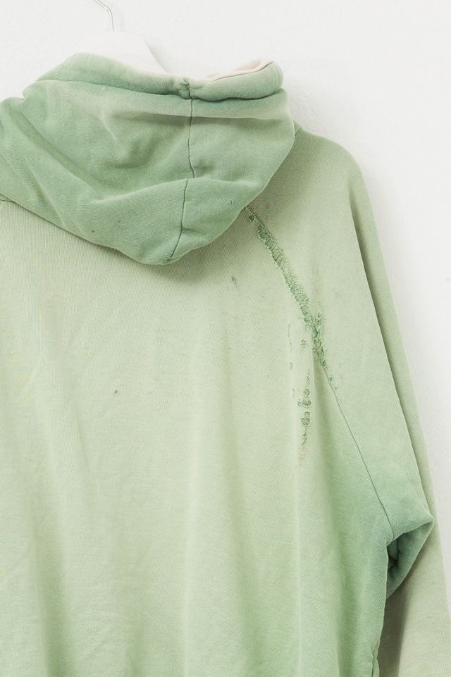 Vintage 1990s Distressed Green Thermal Lined Zipper Hoodie