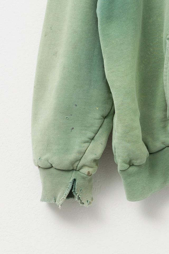 Vintage 1990s Distressed Green Thermal Lined Zipper Hoodie