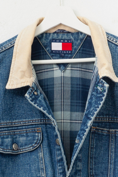 Vintage 1990s Tommy Hilfiger Flannel Lined Insulated Denim Jacket
