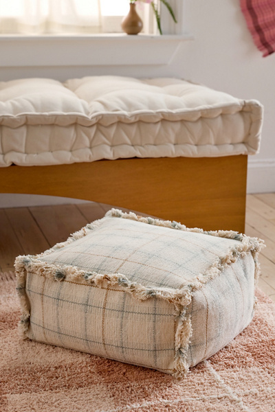 Lorena Canals Handloom Tartan Patterned Floor Pouf