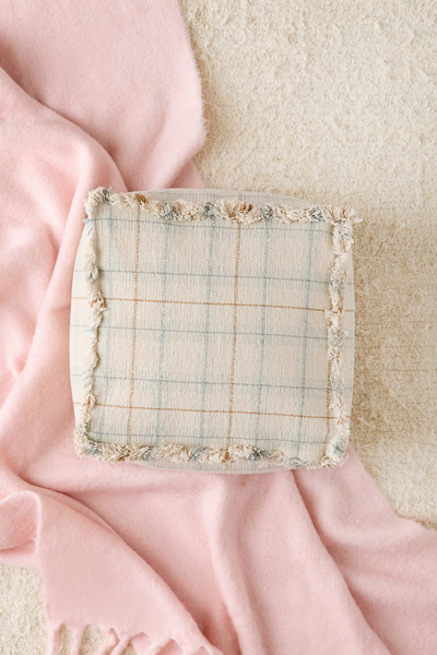 Lorena Canals Handloom Tartan Patterned Floor Pouf