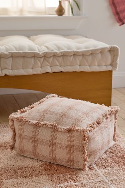 Lorena Canals Handloom Tartan Patterned Floor Pouf