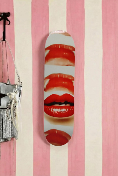 Manic Cherry LIPS Skateboard Wall Art in Red at Urban Outfitters