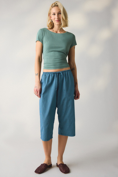 ReMADE By UO Remnants Check Loose Capri Pants