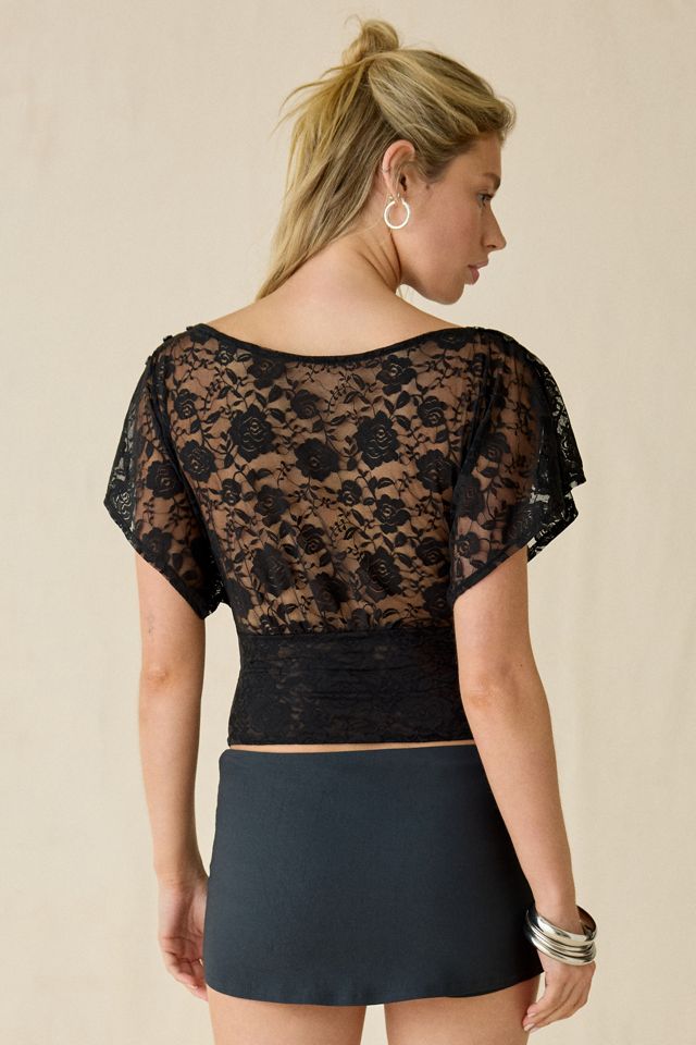 Kimchi Blue Audrey Sheer Lace Banded Blouse | Urban Outfitters