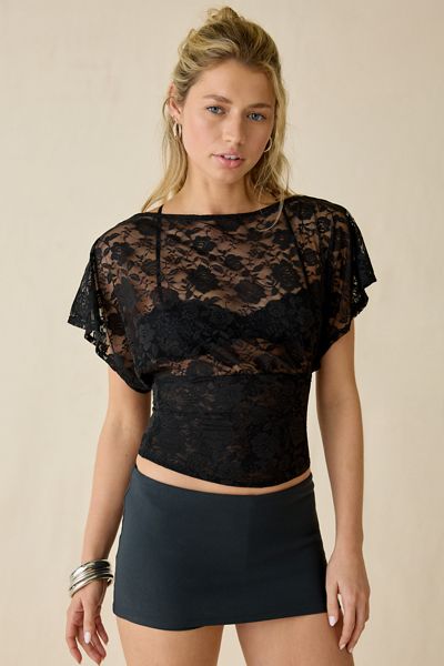 Blouse à bande en dentelle transparente Audrey Kimchi Blue