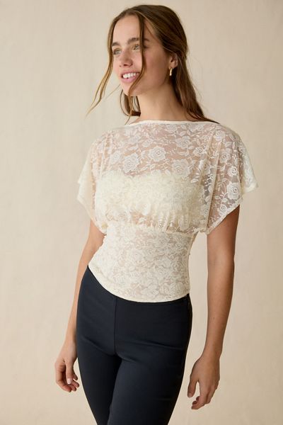 Kimchi Blue Audrey Sheer Lace Banded Blouse