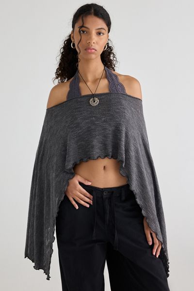 Out From Under Bella Swit Knit Cascading Off-The-Shoulder Poncho